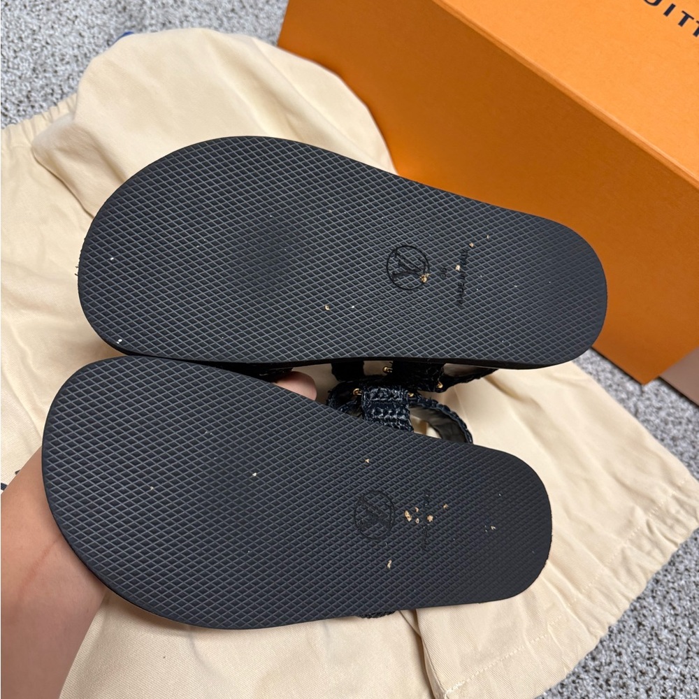 Louis Vuitton Black and Gold Women's Sandals - Picture 8 of 9